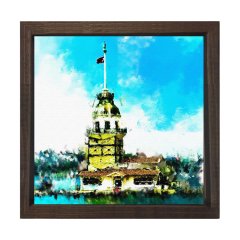 Kız Kulesi Yağlıboya Tablosu Kahverengi Ahşap Çerçeve - 40x40