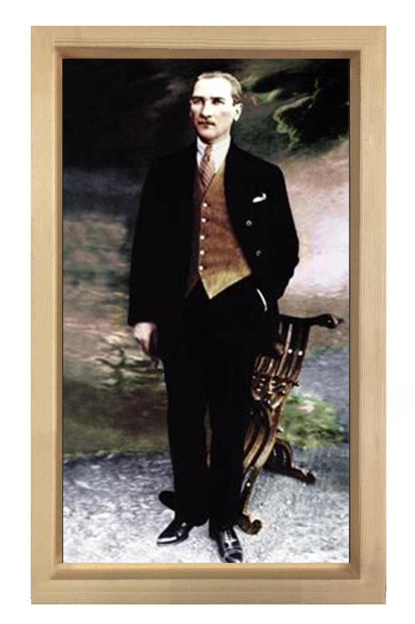 Atatürk Takım Elbisesiyle Tablosu Naturel Ahşap - 100x150