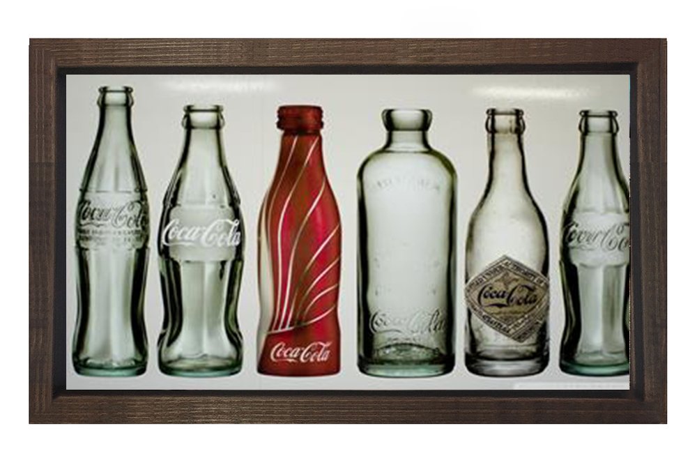 Coke Cola Cam Şişeleri Tablosu Kahverengi Ahşap - 40x60