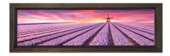 Mor Tarla Ve Yer Değirmeni Tablosu Kahverengi Ahşap Çerçeve - 120x40
