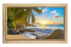 Tropikal Manzara Tablosu Naturel Ahşap Çerçeve - 50x70
