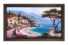Koy Manzarası Tablosu Kahverengi Ahşap Çerçeve - 70x100