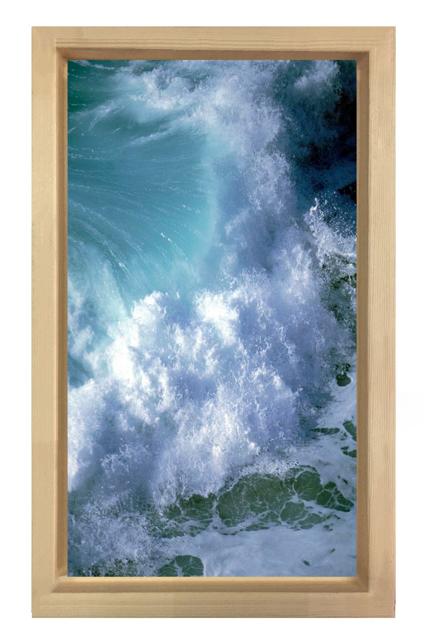 Hırçın Dalgalar Tablosu Naturel Ahşap Çerçeve - 45x30