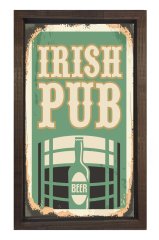 İrish Pub Reklam Afişi Tablosu Kahverengi Ahşap Çerçeve - 50x90