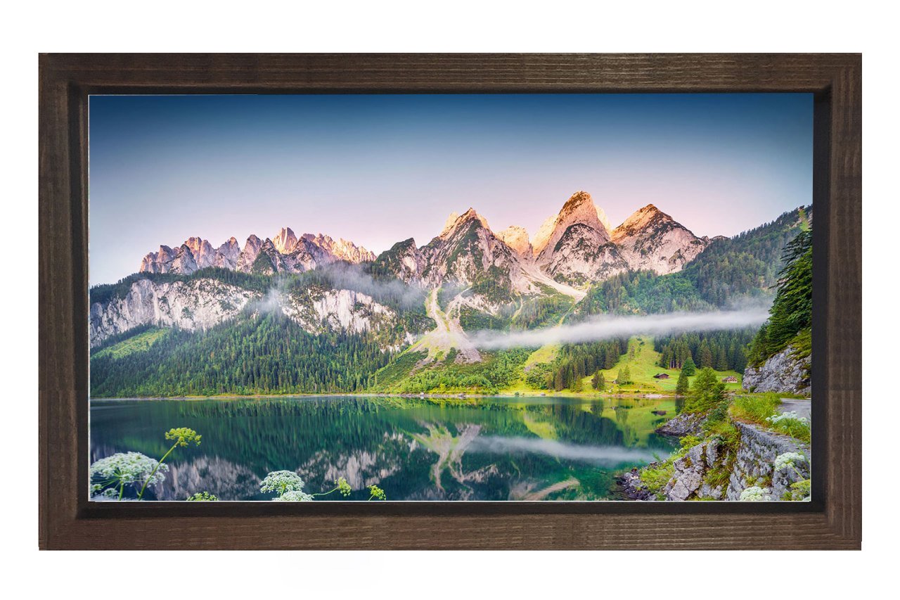 Göl ve Dağ Manzarası Tablosu Kahverengi Ahşap - 50x70