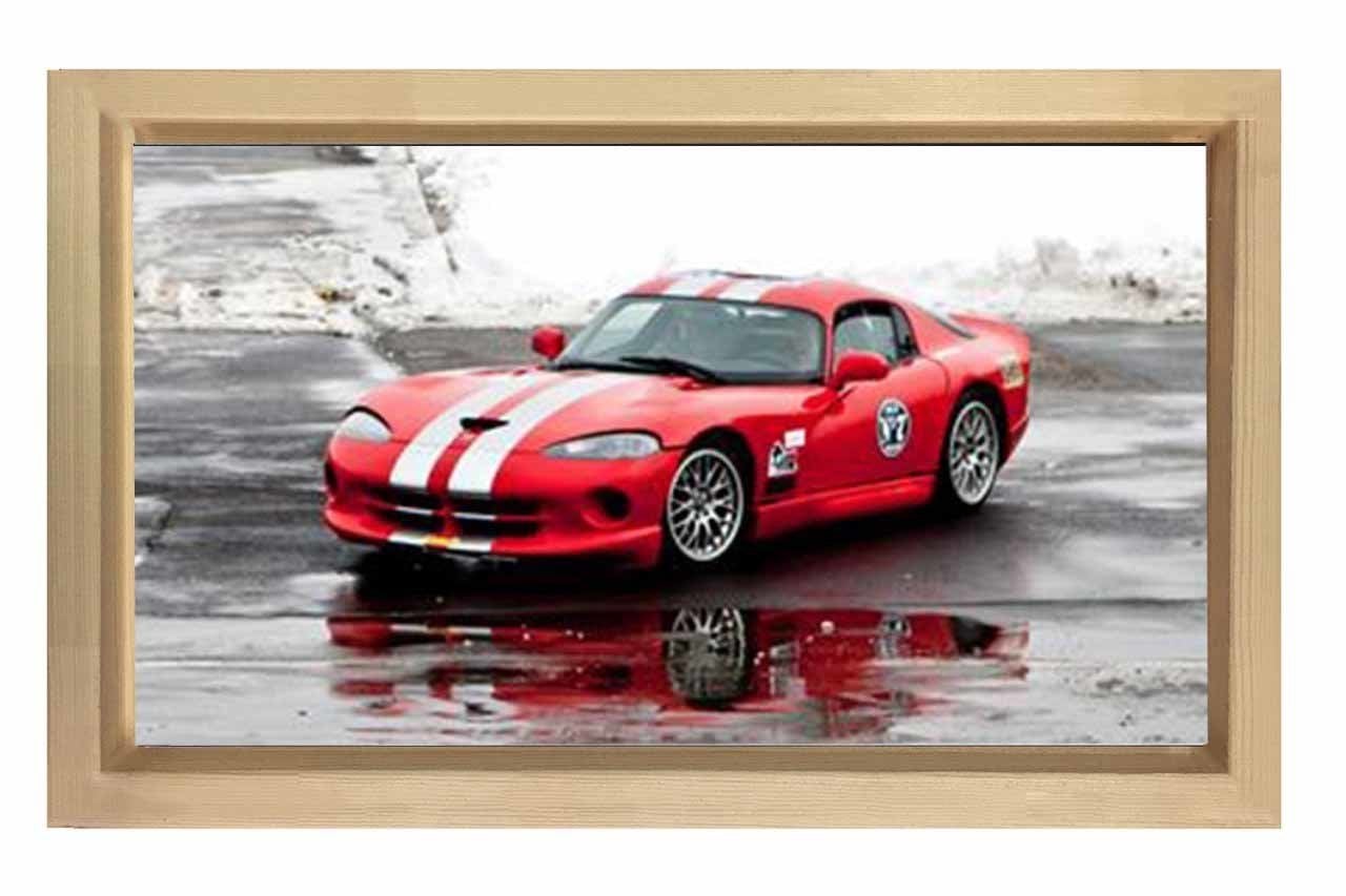 Kırmızı Dodge Viper Tablosu Naturel Ahşap Çerçeve - 50x90