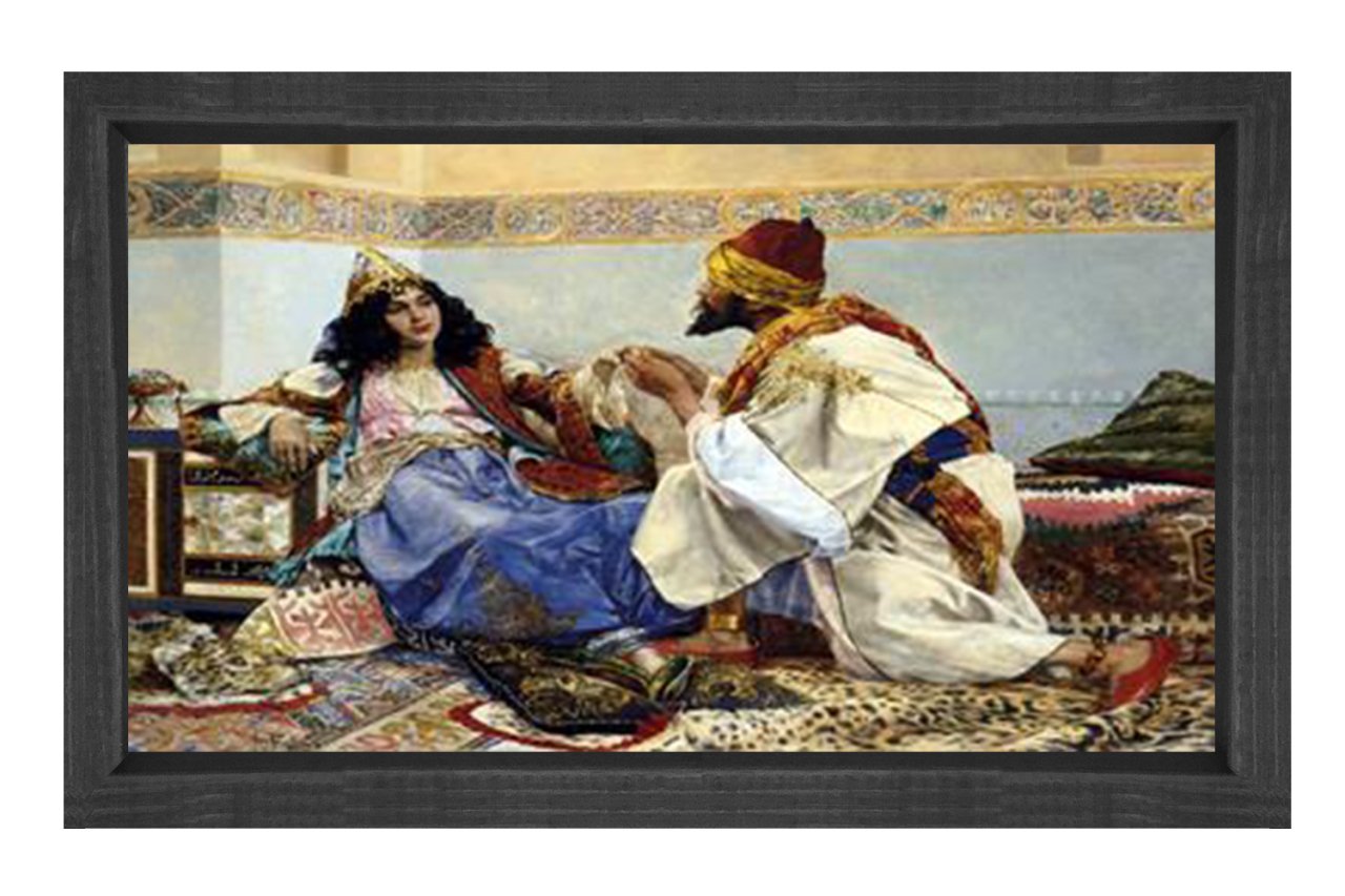 Cariye Ve Adam Tablosu Siyah Ahşap Çerçeve - 50x90