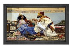Cariye Ve Adam Tablosu Siyah Ahşap Çerçeve - 50x90