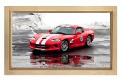 Kırmızı Dodge Viper Tablosu Naturel Ahşap Çerçeve - 70x100