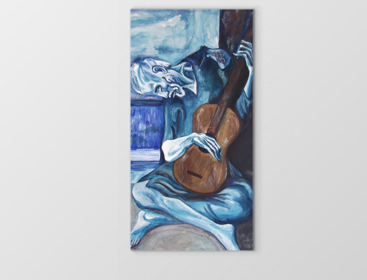 Yaşlı Gitarist Tablosu Çerçevesiz - 100x150