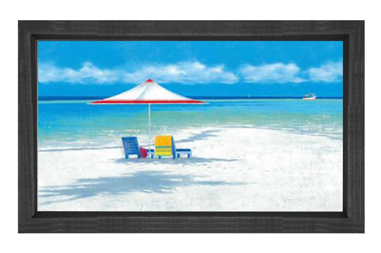 Kumsal ve Şemsiye röprodüksiyon Tablosu Siyah Ahşap Çerçeve - 50x70