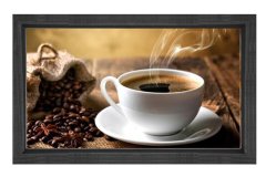 Kahve Çekirdekleri Ve Kahve Tablosu Siyah Ahşap - 50x70