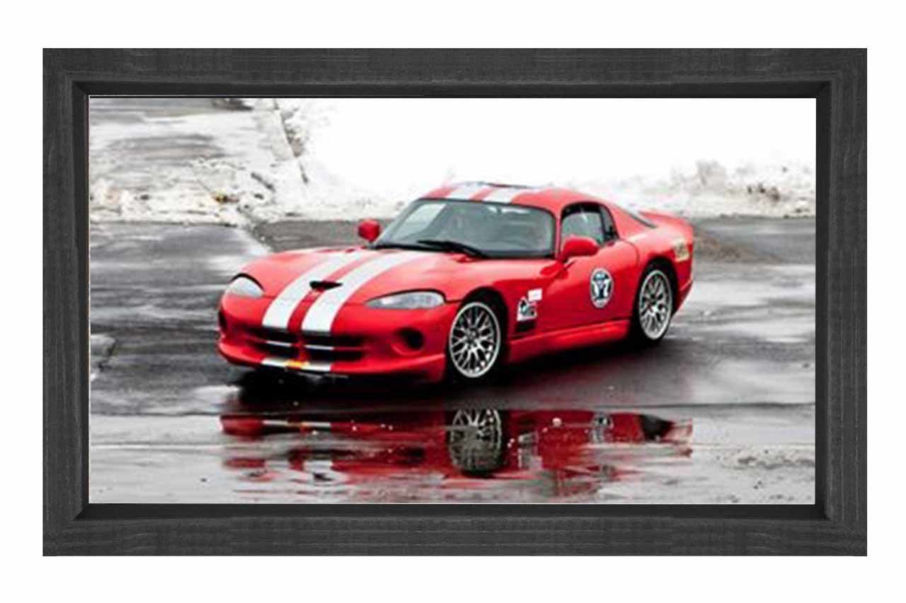 Kırmızı Dodge Viper Tablosu Siyah Ahşap Çerçeve - 100x150