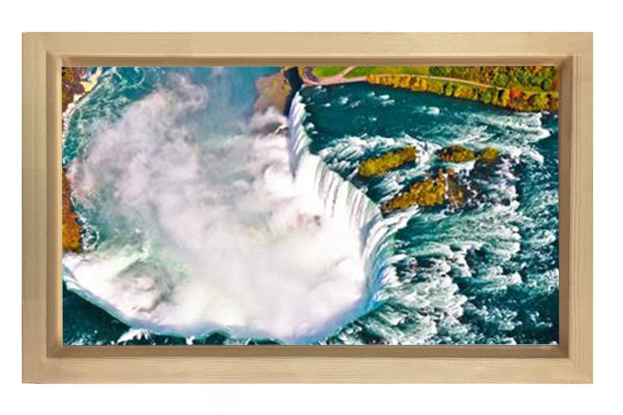 Şelale Yatağı Manzarsı Tablosu Naturel Ahşap Çerçeve - 70x100