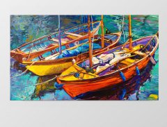 Sulu Boya Kayıklar Tablosu Çerçevesiz - 70x100