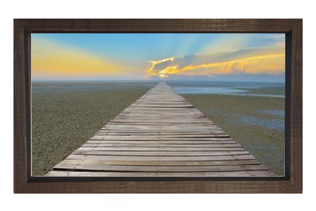 Sonsuz İskele Manzarası Tablosu Kahverengi Ahşap Çerçeve - 100x200