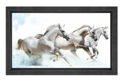 Beyaz Atlar Tablosu Siyah Ahşap Çerçeve - 100x150