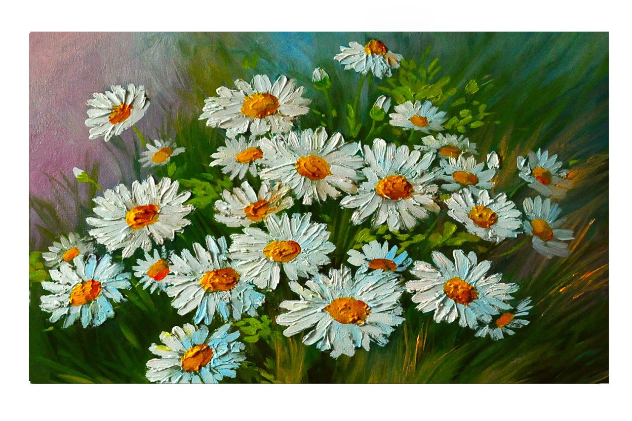 Papatyalılar Tablosu Çerçevesiz - 100x200