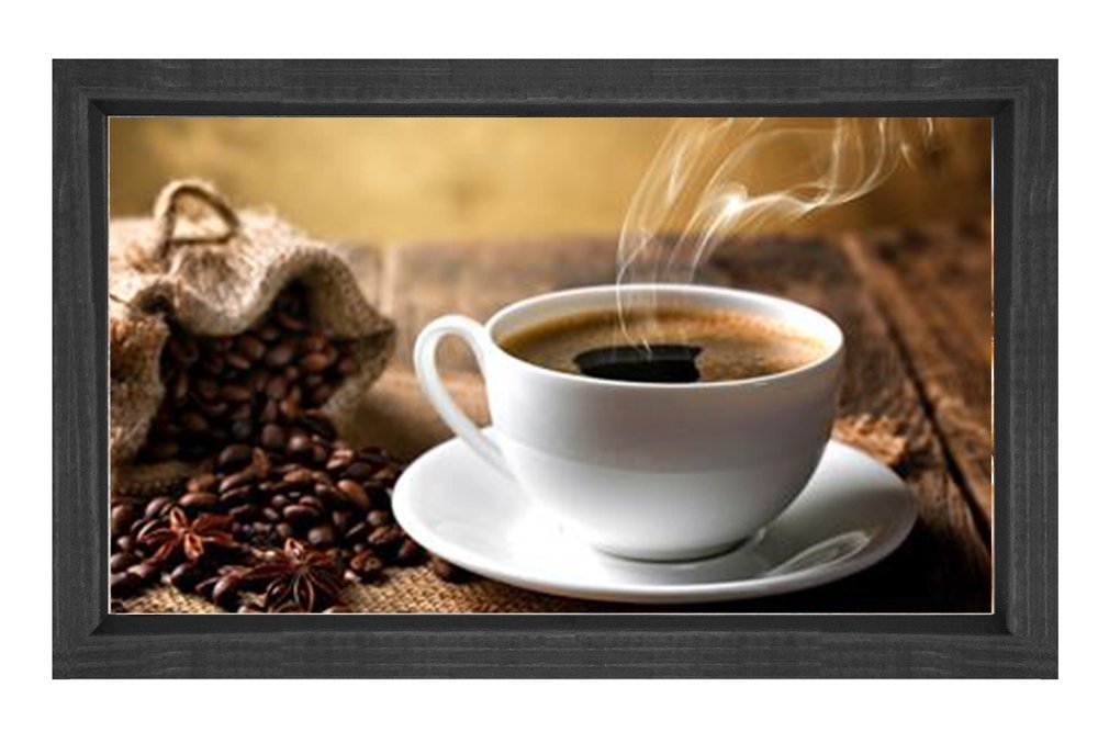 Kahve Çekirdekleri Ve Kahve Tablosu Siyah Ahşap - 70x100