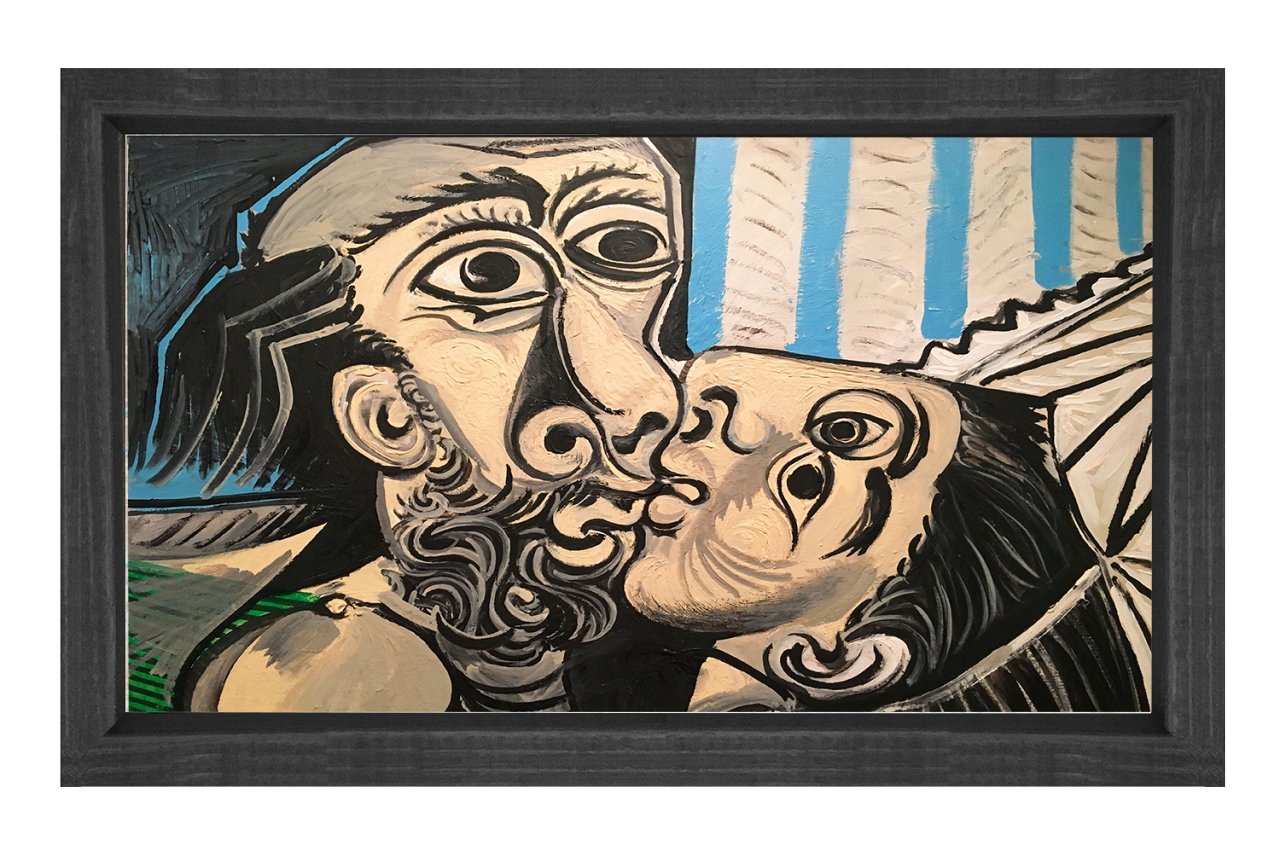 The Kiss Tablosu Siyah Ahşap Çerçeve - 100x200