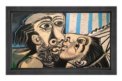 The Kiss Tablosu Siyah Ahşap Çerçeve - 100x200