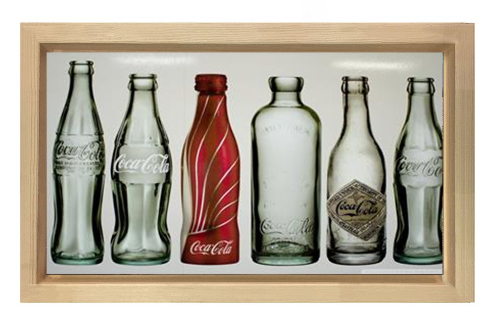 Coke Cola Cam Şişeleri Tablosu Naturel Ahşap - 50x70