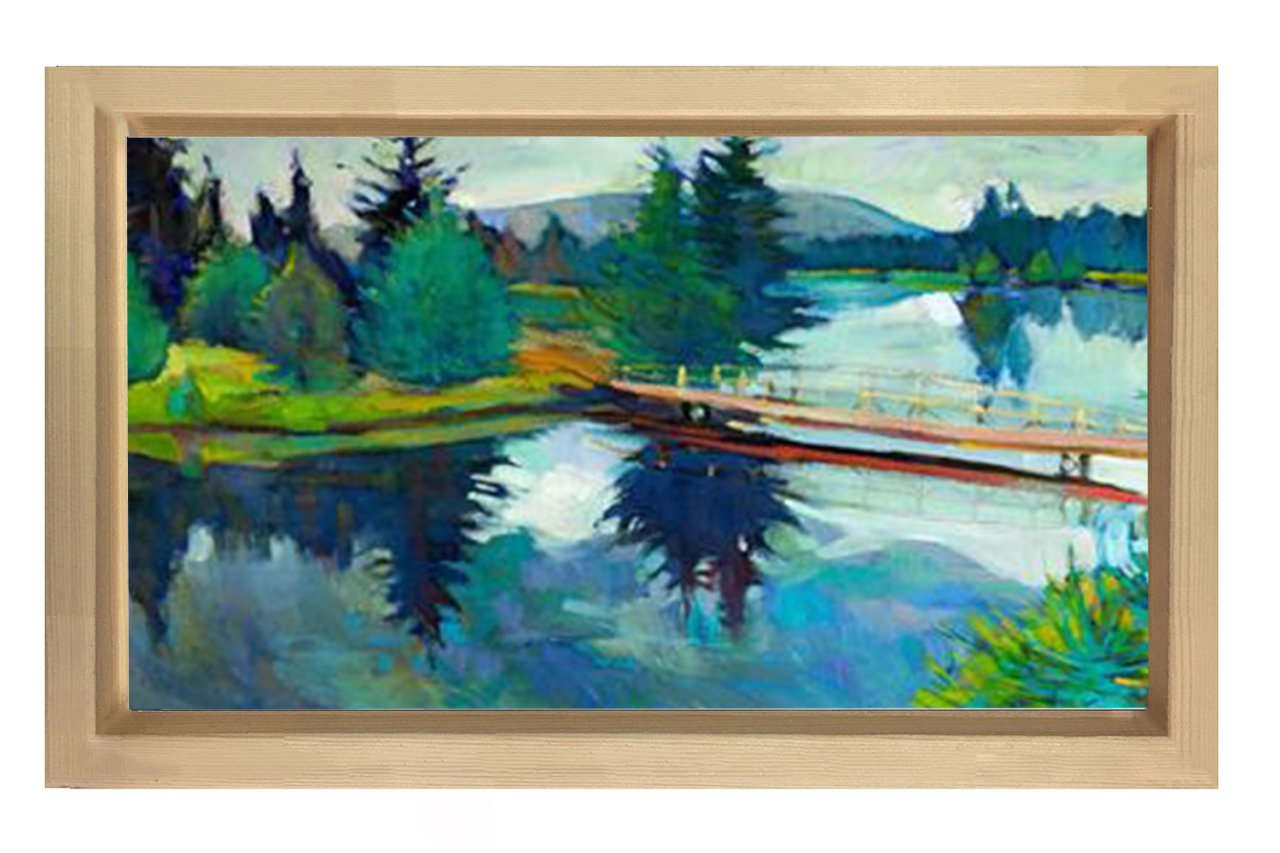 Orman Nehir Köprüsü Tablosu Naturel Ahşap Çerçeve - 100x150