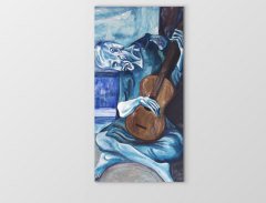 Yaşlı Gitarist Tablosu Çerçevesiz - 45x30