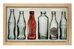 Coke Cola Cam Şişeleri Tablosu Naturel Ahşap - 50x90