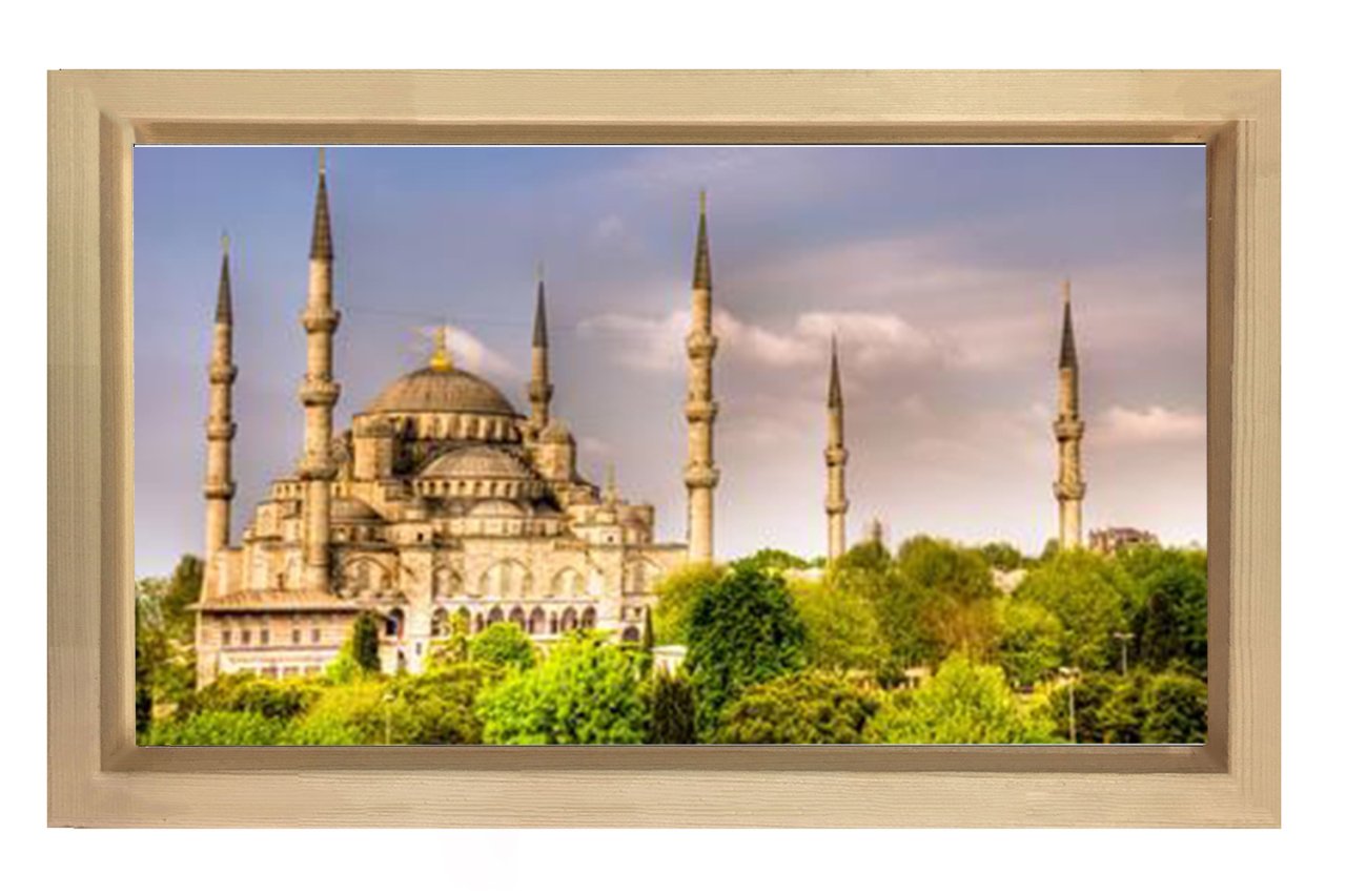 Sultan Ahmet Cami Tablosu Naturel Ahşap Çerçeve - 100x200