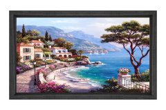 Koy Manzarası Tablosu Siyah Ahşap Çerçeve - 45x30