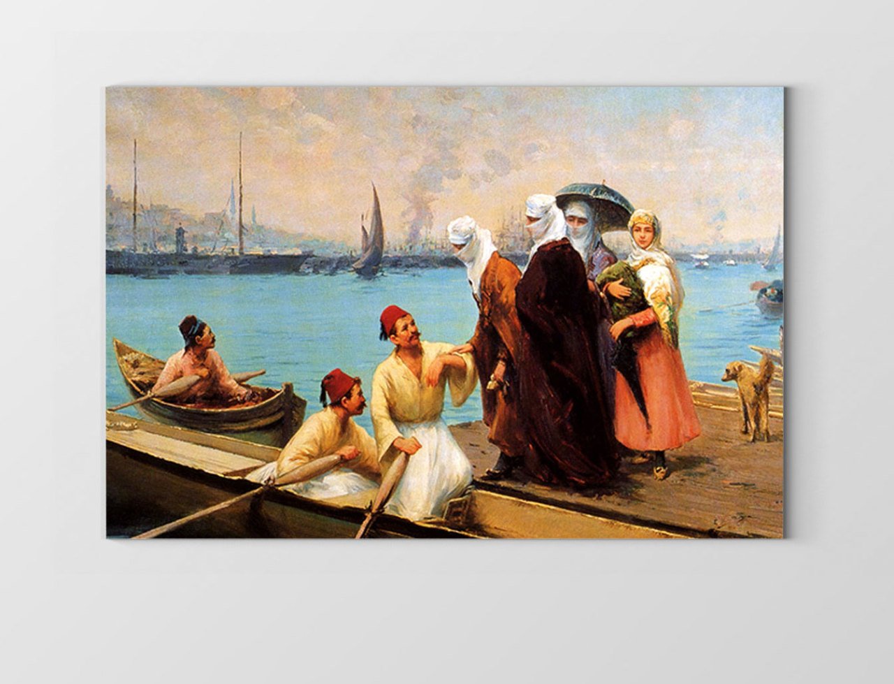 İstanbul Kayıkçıları ve Hanım Efendiler Tablosu Çerçevesiz - 50x70