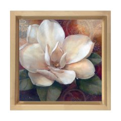 Beyaz Menekşe Reprödiksiyon Tablosu Naturel Ahşap Çerçeve - 30x30
