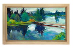 Orman Nehir Köprüsü Tablosu Naturel Ahşap Çerçeve - 45x30