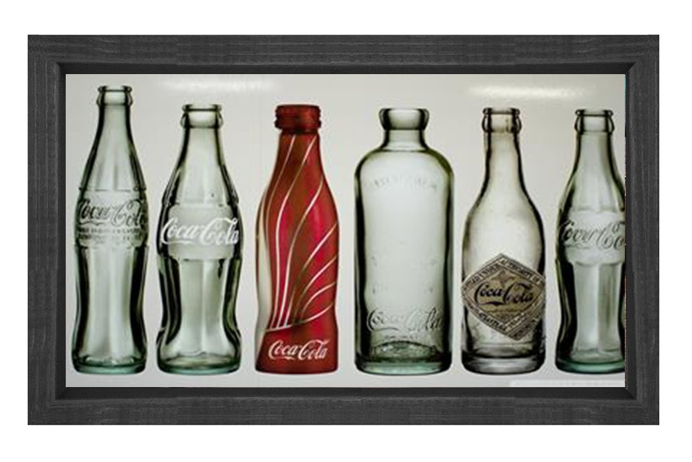 Coke Cola Cam Şişeleri Tablosu Siyah Ahşap - 100x200