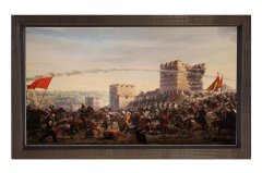Osmanlı ve Savaş Meydanı Tablosu Kahverengi Ahşap Çerçeve - 50x90