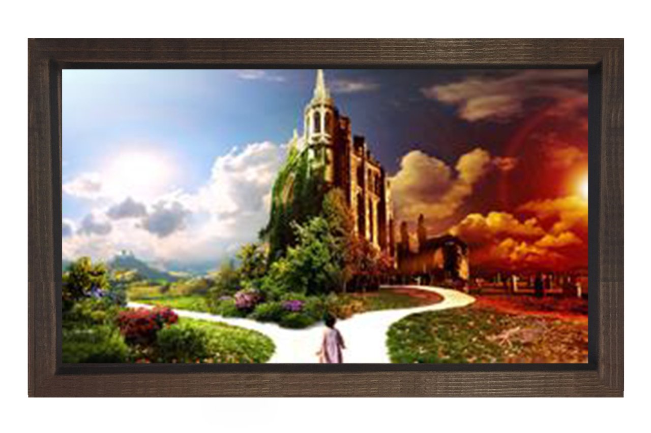 Yol Ayrımı Şatosu Tablosu Kahverengi Ahşap Çerçeve - 100x200