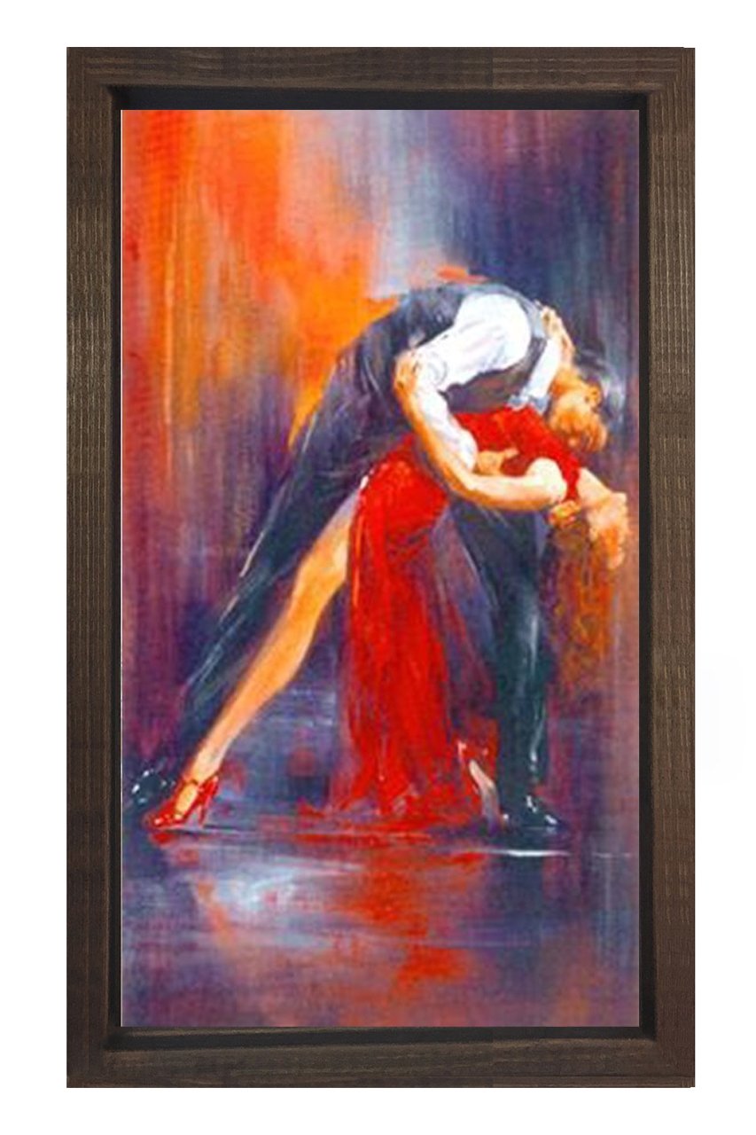 Tango Dansı Tablosu Kahverengi Ahşap Çerçeve - 50x90