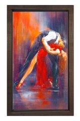 Tango Dansı Tablosu Kahverengi Ahşap Çerçeve - 50x90