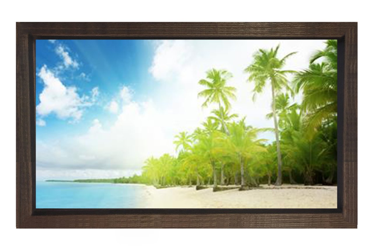 Tropikal Manzara Tablosu Kahverengi Ahşap Çerçeve - 50x90