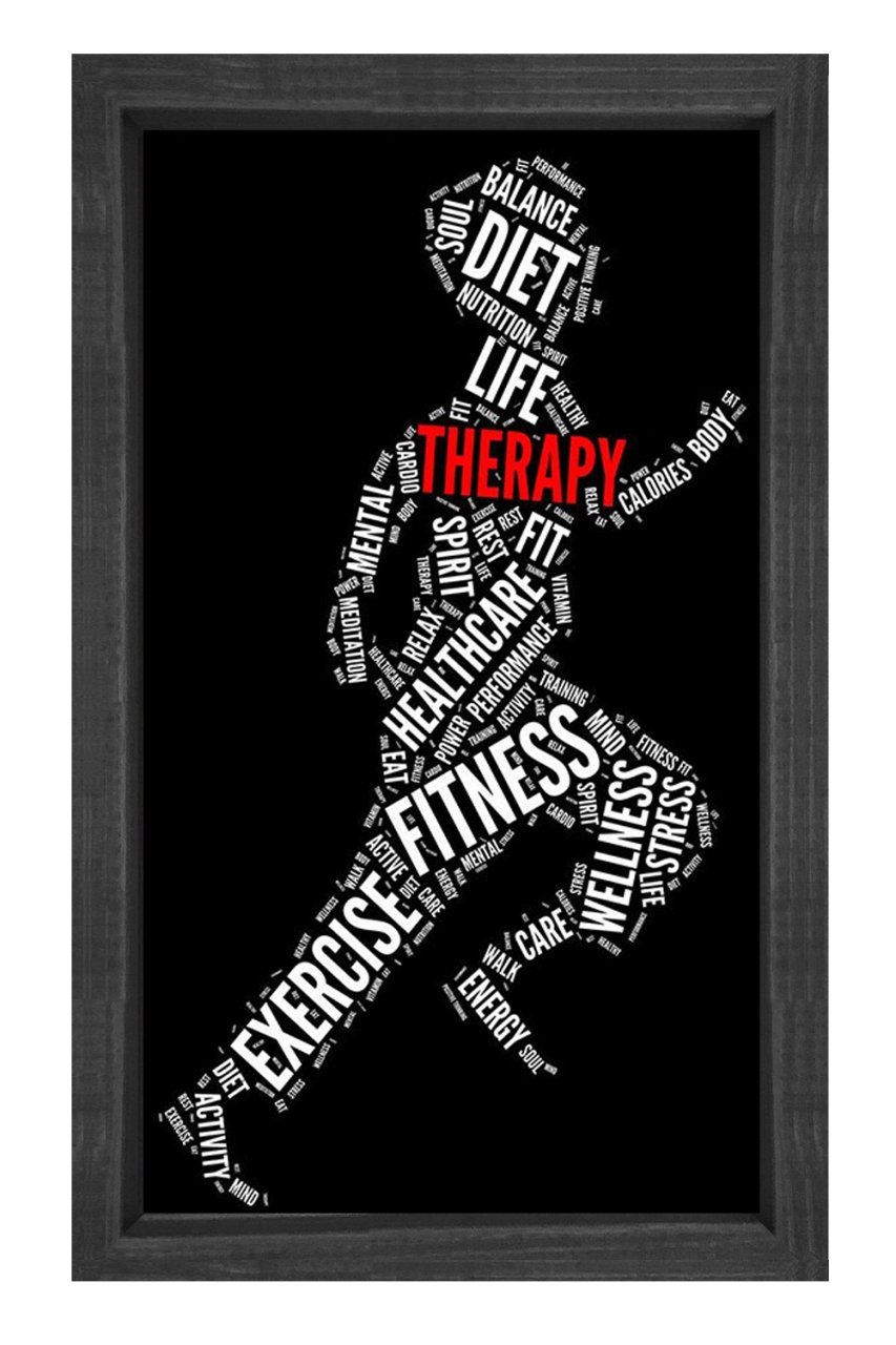 Spor Tipografi Tablosu Siyah Ahşap - 40x60