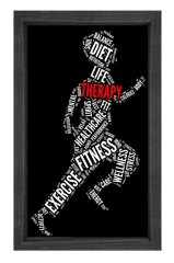 Spor Tipografi Tablosu Siyah Ahşap - 40x60