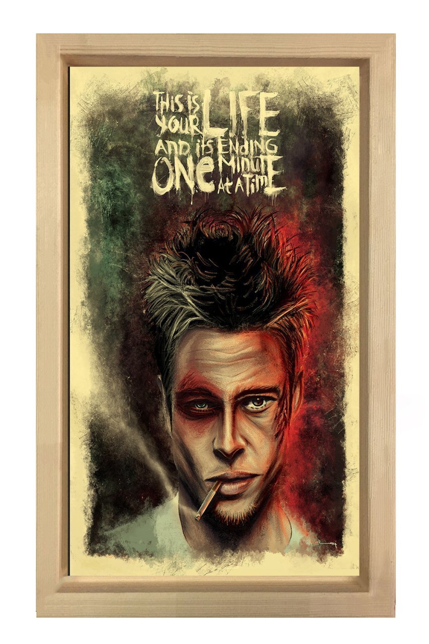 Fight Club Tablosu Naturel Ahşap Çerçeve - 100x200