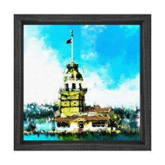Kız Kulesi Yağlıboya Tablosu Siyah Ahşap Çerçeve - 60x60