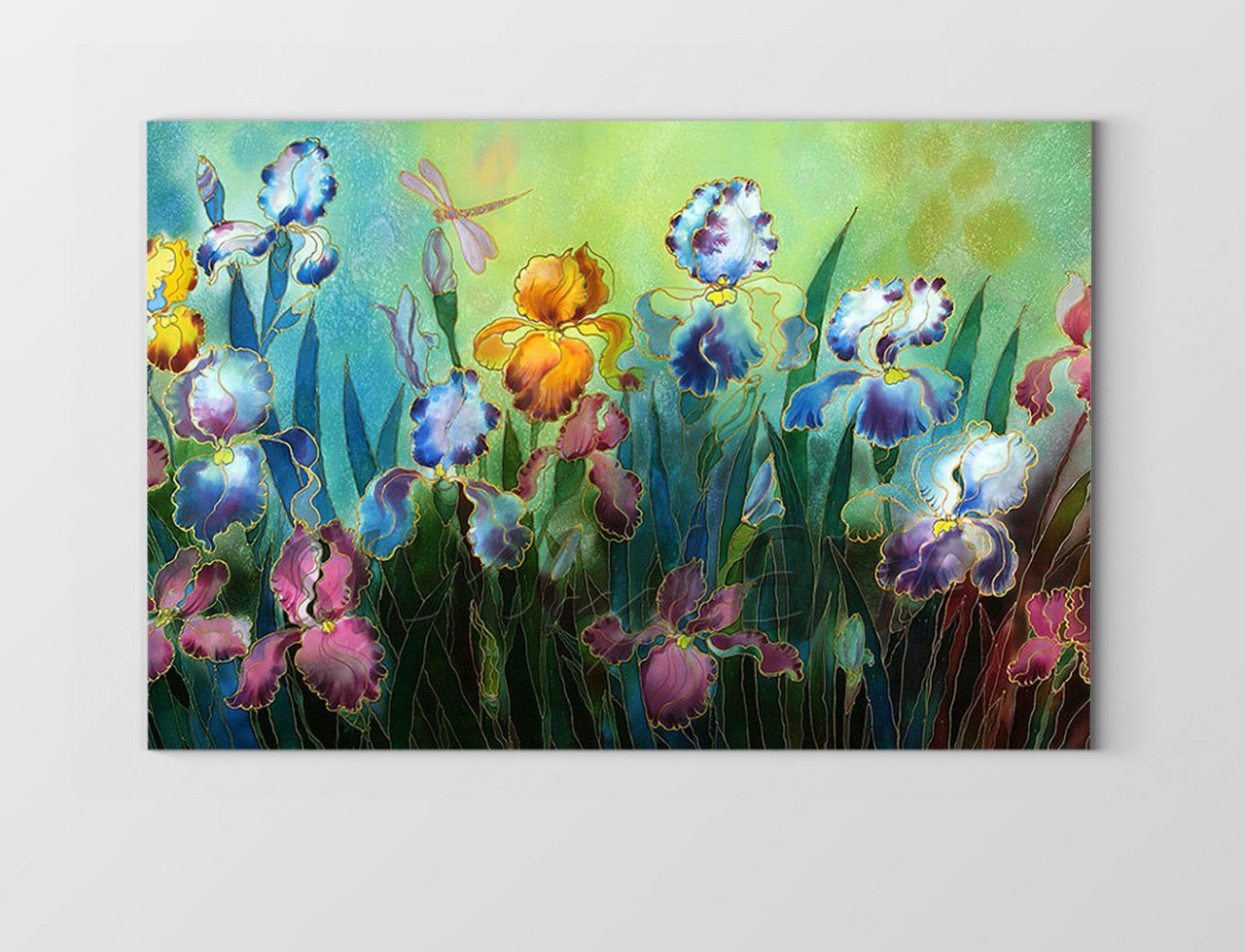 Renkli Çiçekli Kelebek Bahçesi Tablosu Çerçevesiz - 50x90