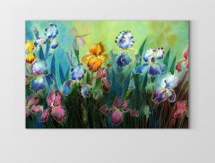 Renkli Çiçekli Kelebek Bahçesi Tablosu Çerçevesiz - 50x90