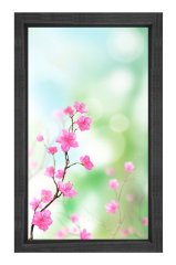 Pembe Çiçekler Tablosu Siyah Ahşap - 40x60