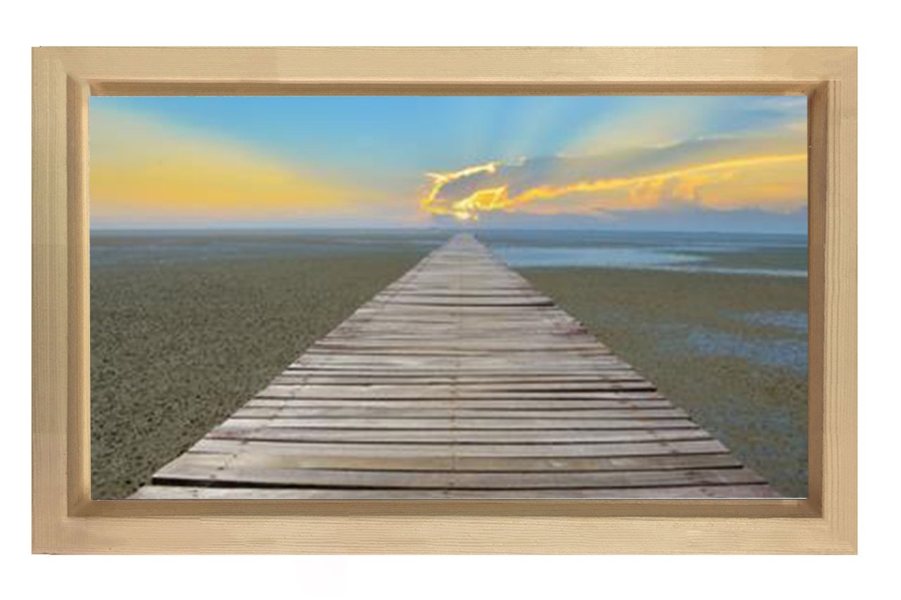 Sonsuz İskele Manzarası Tablosu Naturel Ahşap Çerçeve - 45x30