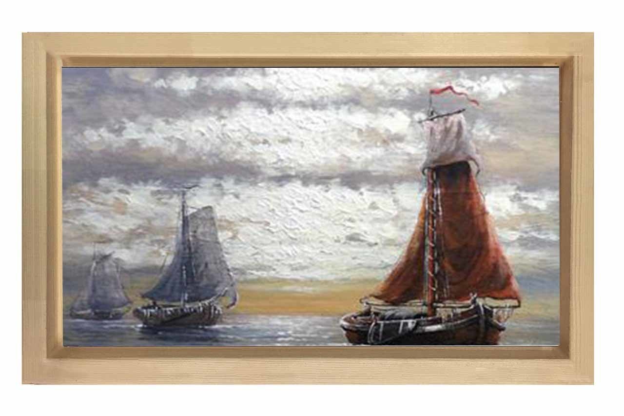 Kalyon Gemiler Reprödiksiyon Tablosu Naturel Ahşap Çerçeve - 45x30