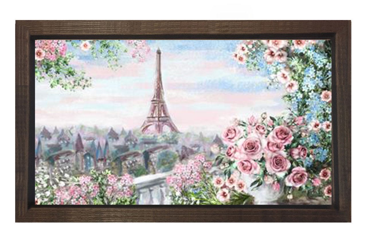Eiffel  Kulesi Paris Tablosu Kahverengi Ahşap Çerçeve - 100x150